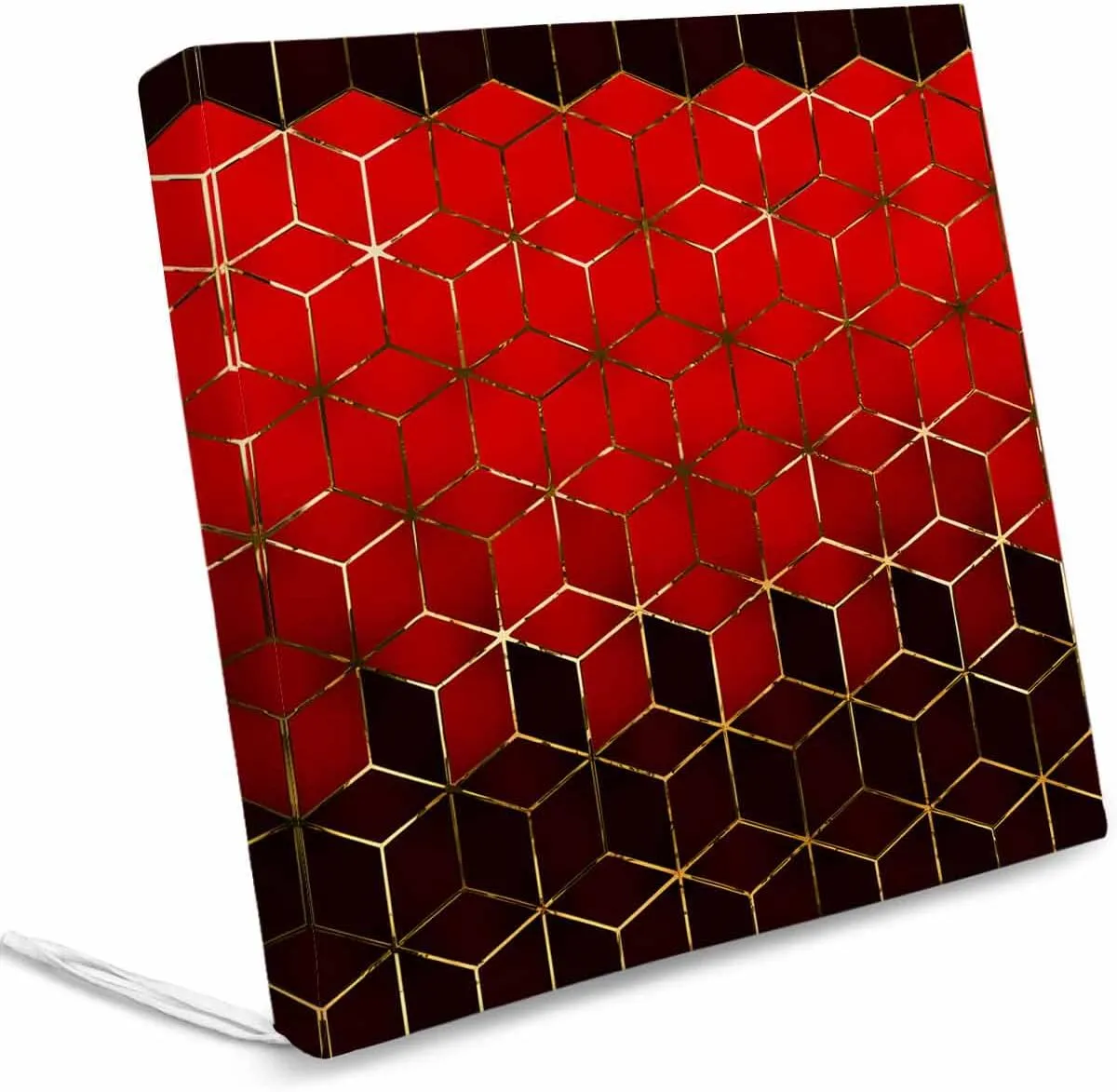 Red Geometric Outdoor Cushion Chair Cover Set of 2 - Waterproof Couch Seat Covers, Gradient Black Gold Mottled Comb Grid Patio Furniture Protector Cushions Slipcovers for Sofa/RV, 24"x24"x4"