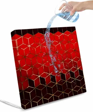 Red Geometric Outdoor Cushion Chair Cover Set of 2 - Waterproof Couch Seat Covers, Gradient Black Gold Mottled Comb Grid Patio Furniture Protector Cushions Slipcovers for Sofa/RV, 24"x24"x4"