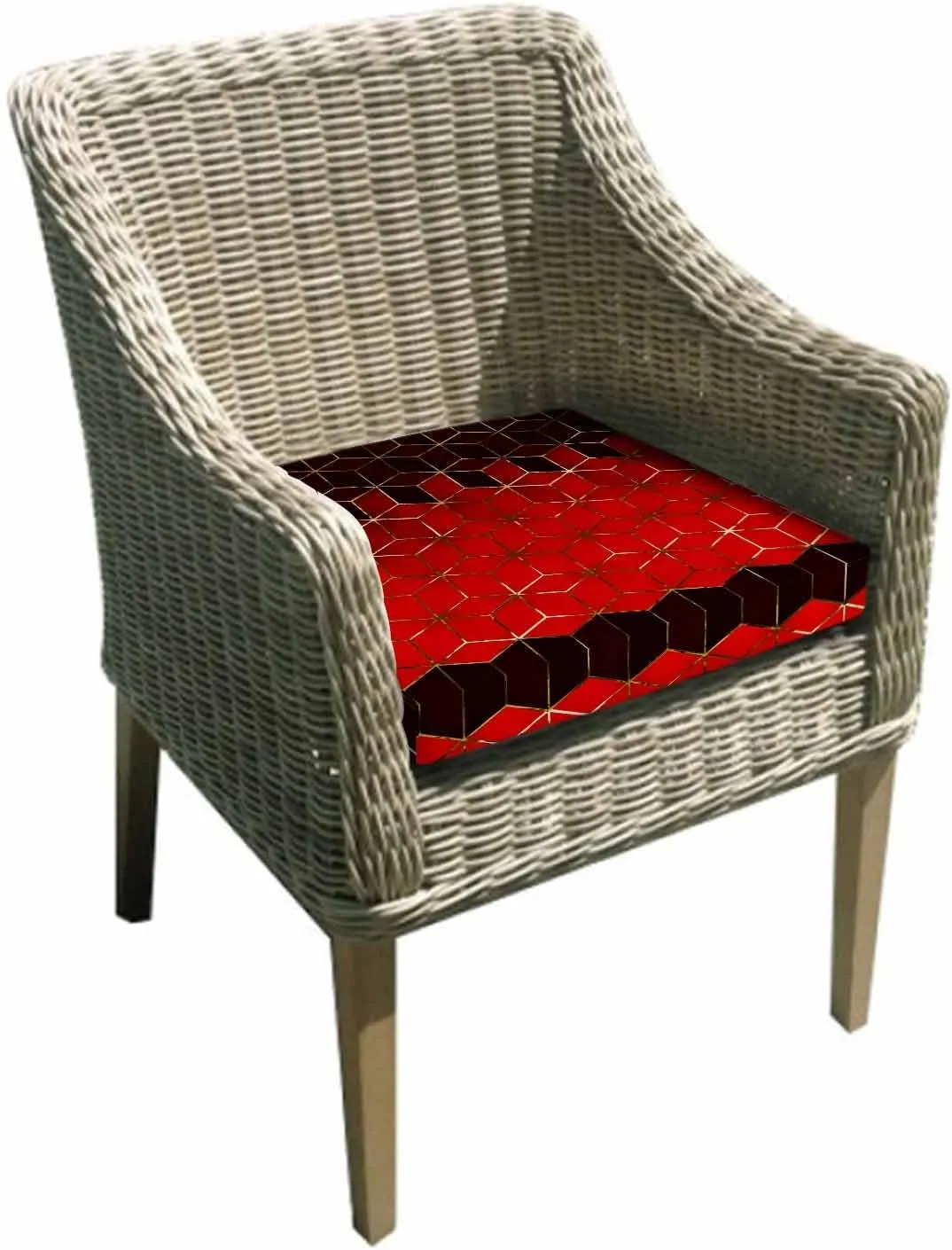 Red Geometric Outdoor Cushion Chair Cover Set of 2 - Waterproof Couch Seat Covers, Gradient Black Gold Mottled Comb Grid Patio Furniture Protector Cushions Slipcovers for Sofa/RV, 24"x24"x4"
