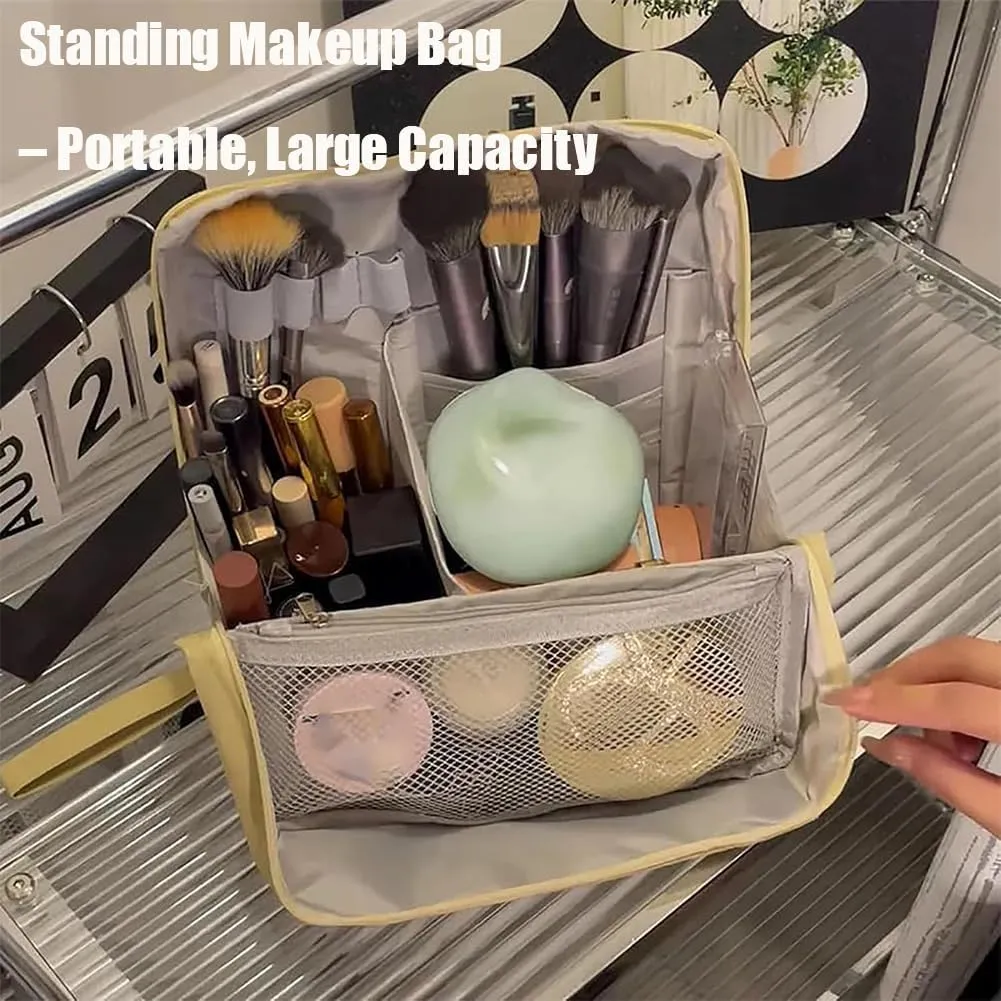 Relevanton Standing Makeup Bag,Stand Up Makeup Bag,Vertical Makeup Organizer Bag,Doresty Standing Make Up Bag Portable, Large Capacity (#3)