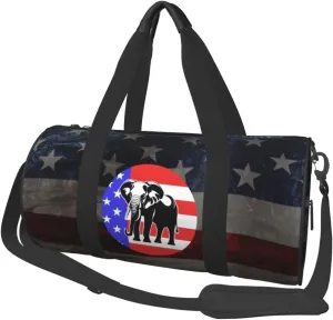 Republican Elephant Mascot Usa Flag Duffel Bag Gym Bag Travel Sports Tote Large Foldable Beach Swim Yoga7