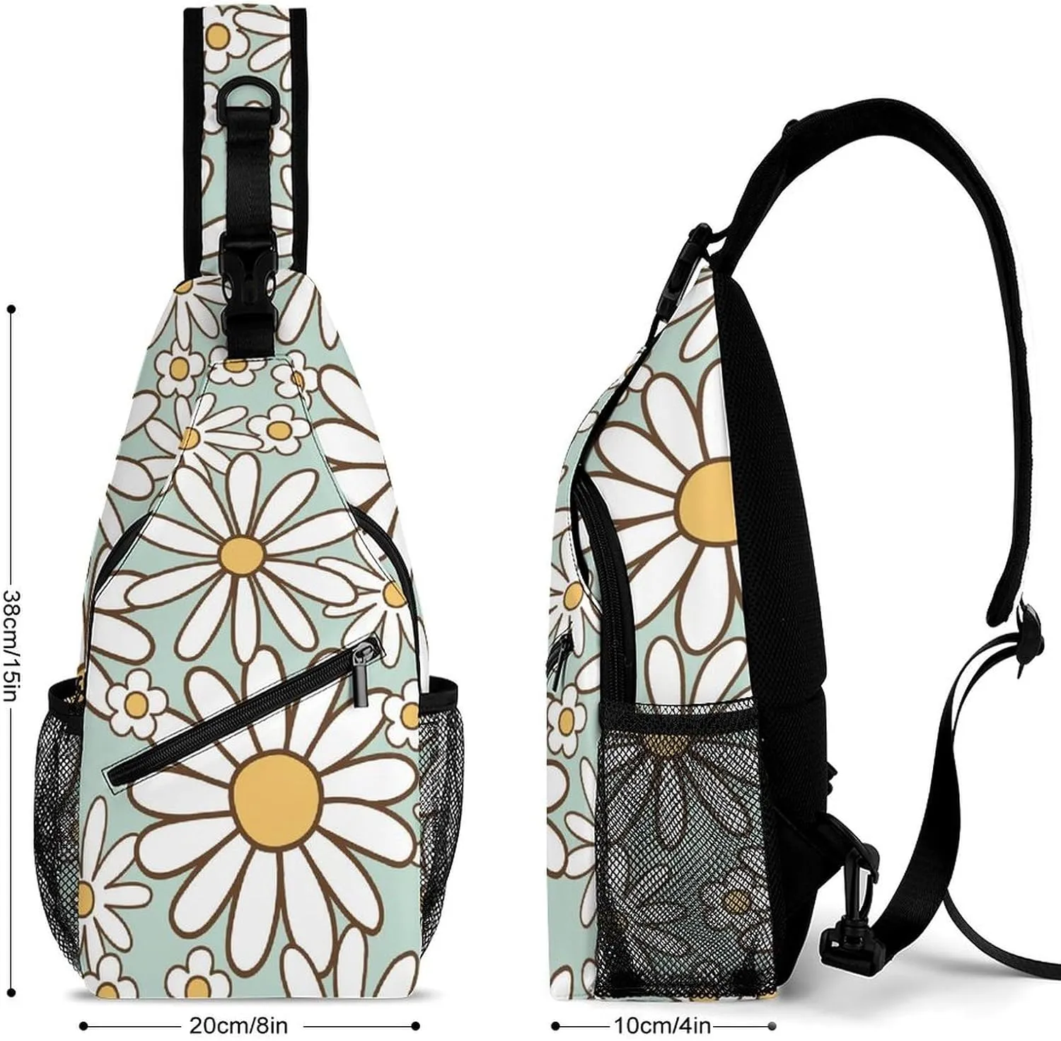 Retro 1970s Hippie Sling Backpack, Crossbody Shoulder Bag, Chest Bags for Outdoor Travel Fitness, 38x20cm, Style-1
