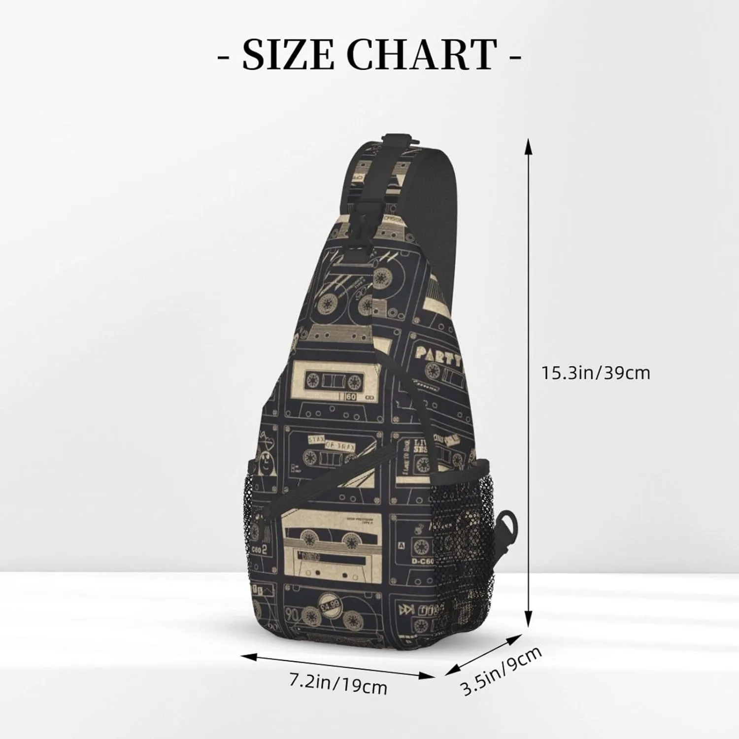 Retro Cassettes Crossbody Bag Recorder Shoulder Bag Backpack Retro Sling Bag Chest Casual Daypack Outdoor