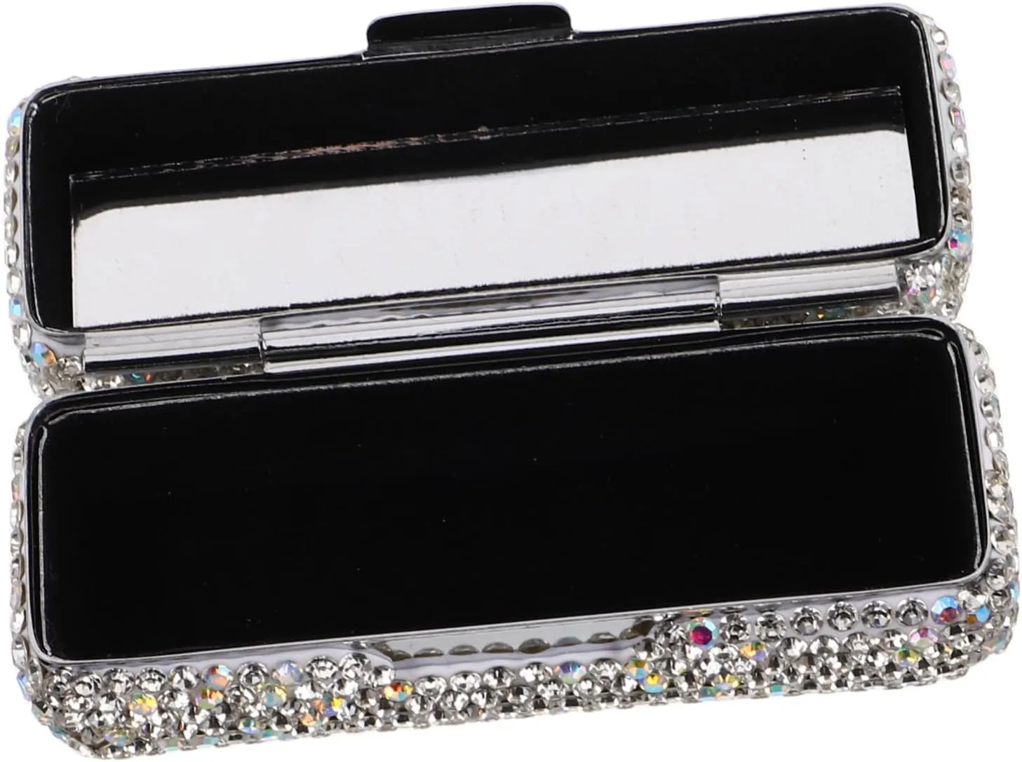 Rhinestone Lipstick Organizer Case with Built Mirror Portable Travel Makeup Holder for Purse Elegant Bling Lip Gloss Storage Box for -ups and Organized Makeup Collection