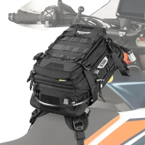 Rhinowalk Motorcycle Tank Bag Travel Luggage Motorcycle Backpack with 1.5L Water Bladder MOLLE System Fits Honda Yamaha Suzuki Kawasaki Harley-Black