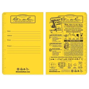 Rite in the Rain 361FX, All-weather Metric Field Rite in the Rain Tagboard Notebook, 117mm x 177mm, pack of 3 books