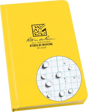 Rite in the Rain Weatherproof Hard Cover Notebook, 4.75" x 7.5", Yellow Cover, Field Pattern (No. 350F-X)