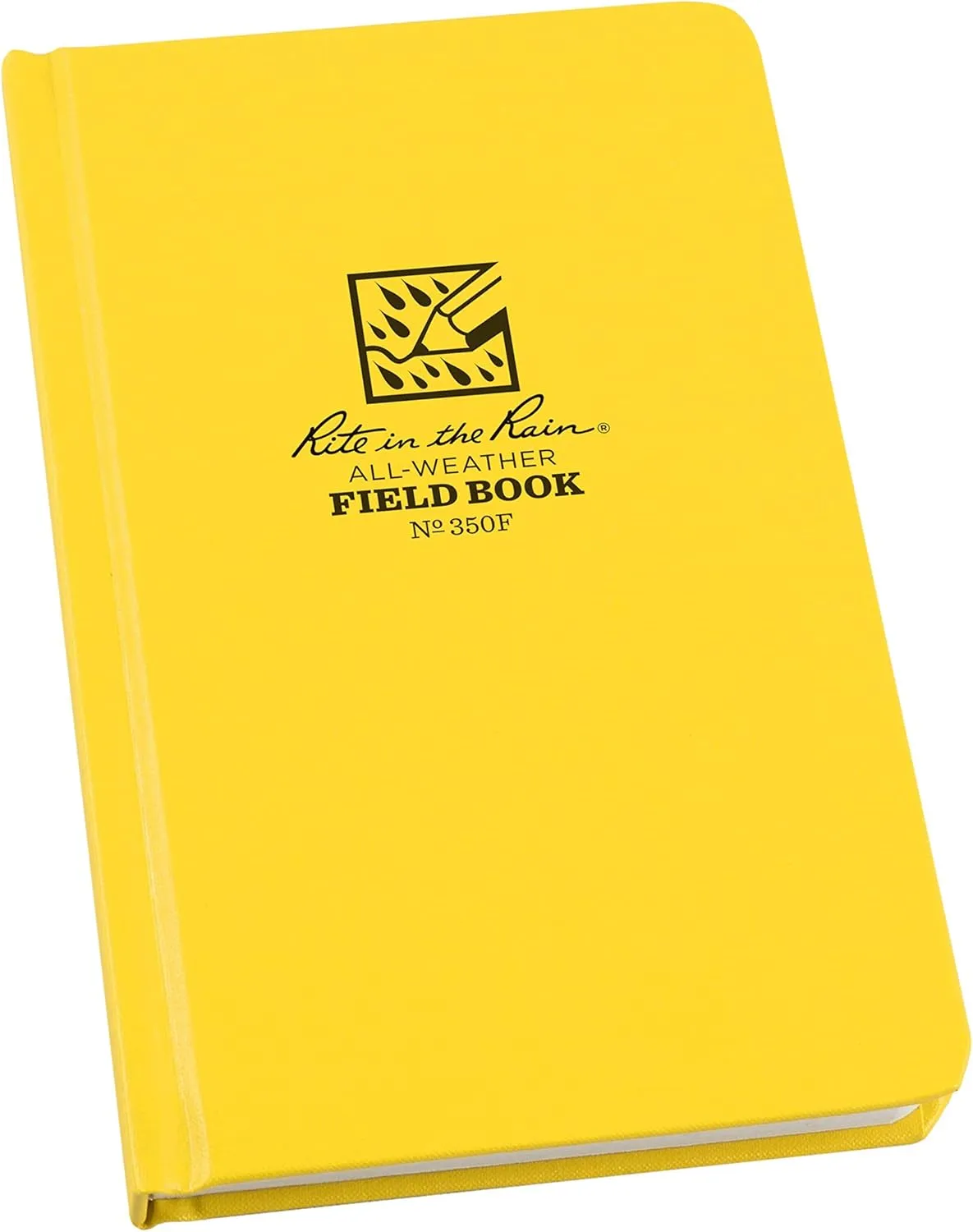 Rite in the Rain Weatherproof Hard Cover Notebook, 4.75" x 7.5", Yellow Cover, Field Pattern (No. 350F-X)