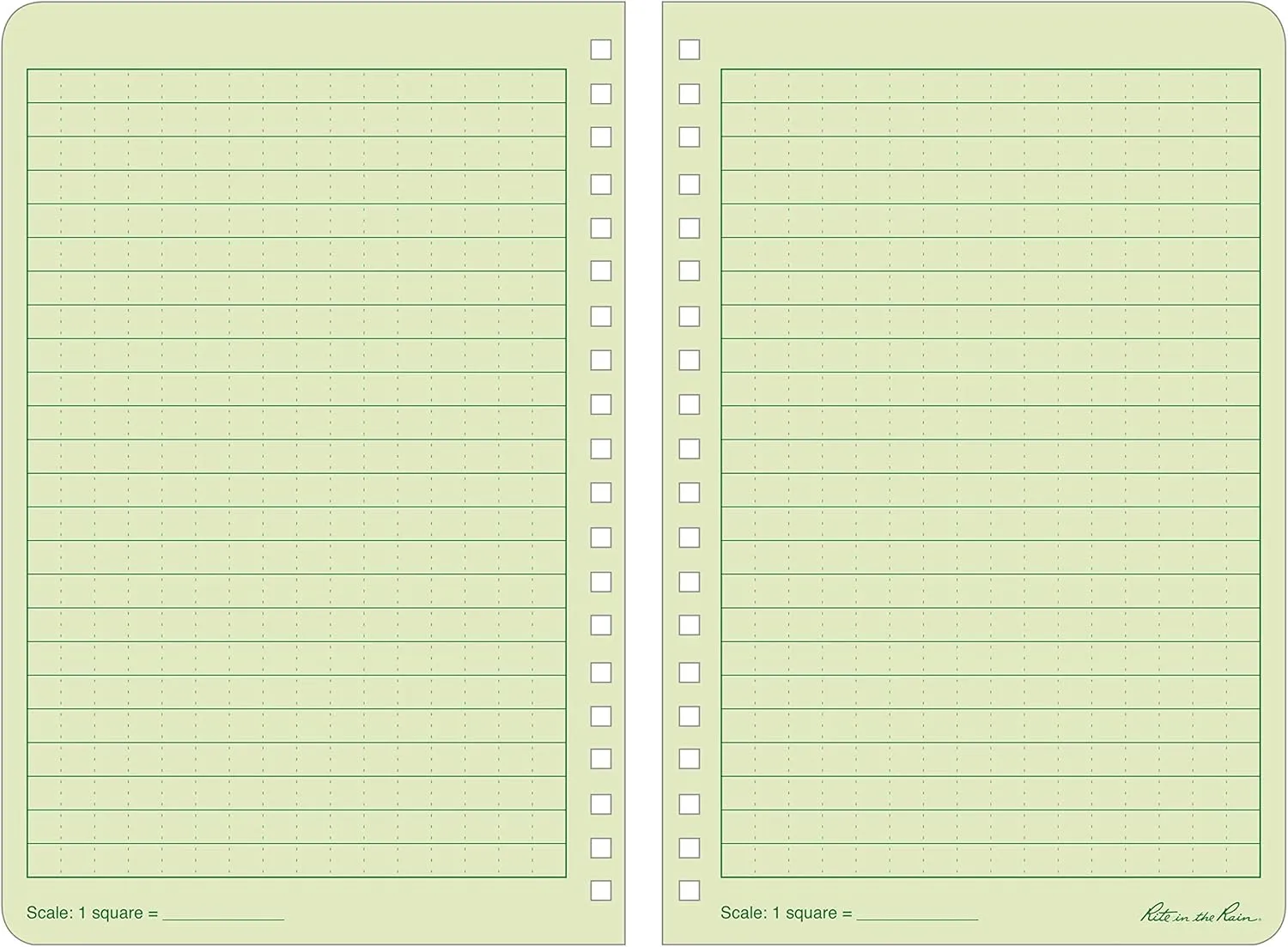 Rite In The Rain Weatherproof Side Spiral Notebook, 4.625" x 7", Green Cover, Universal Pattern (No. 973), 7 x 4.875 x 0.375