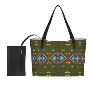Rite of Passage Olive Tote Bag With Black Mini Purse