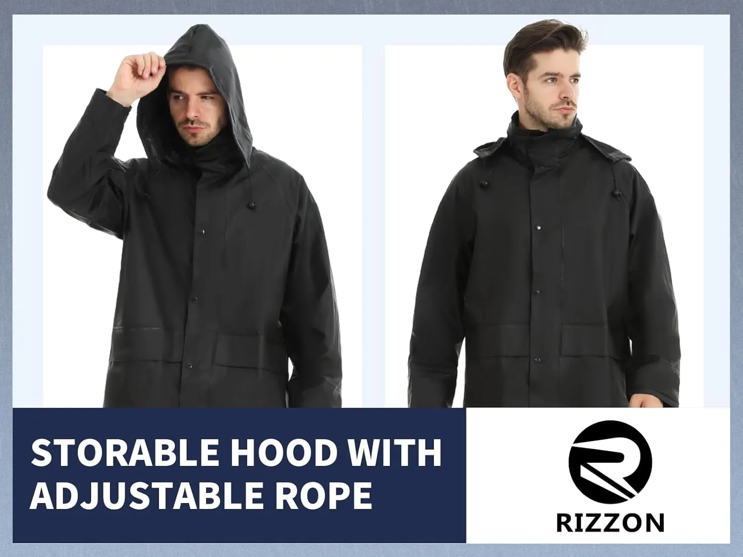 Rizzon Rain Suits for Men Waterproof - Heavy Duty Rain Gear with Rain Jacket & Pants for Fishing Camping Hiking