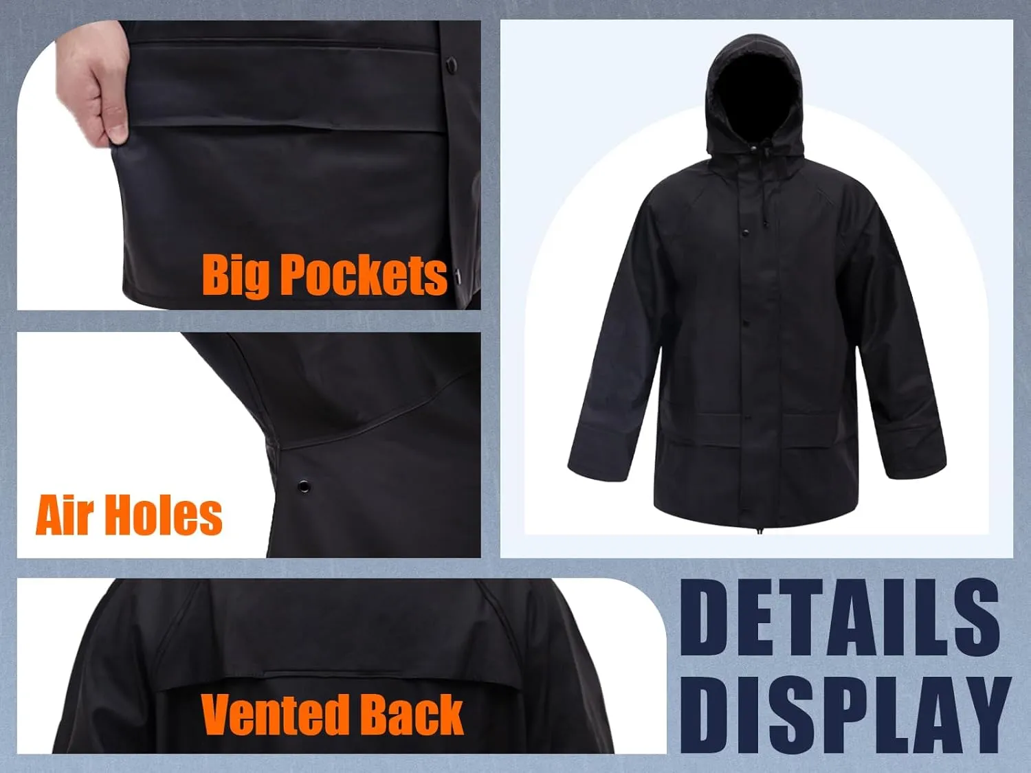 Rizzon Rain Suits for Men Waterproof - Heavy Duty Rain Gear with Rain Jacket & Pants for Fishing Camping Hiking