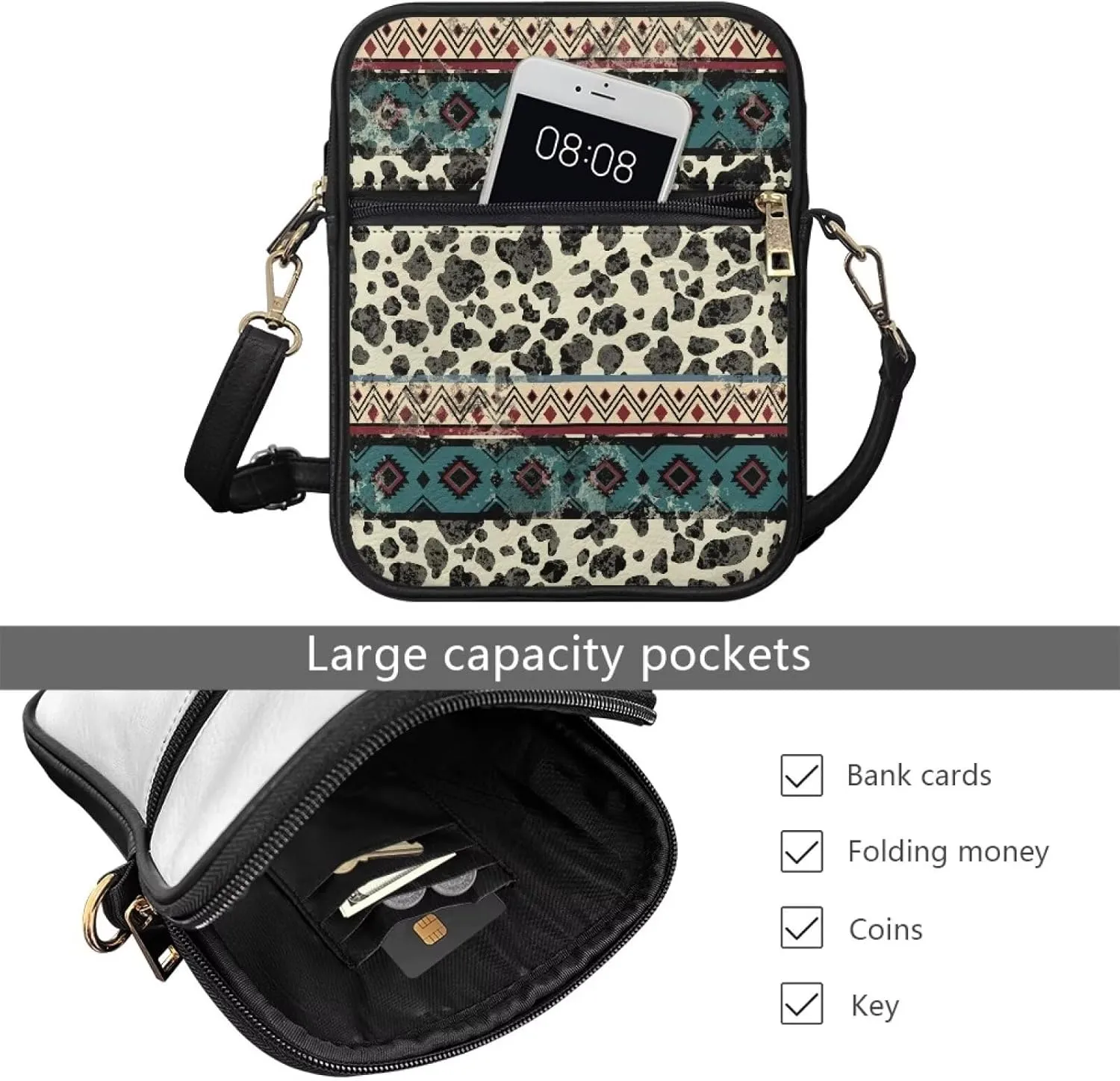 Rnyleeg Messenger Bag for Women Men Small Sling Bag for Work Travel Hiking Portable Leather Satchel Bag with Card Slots