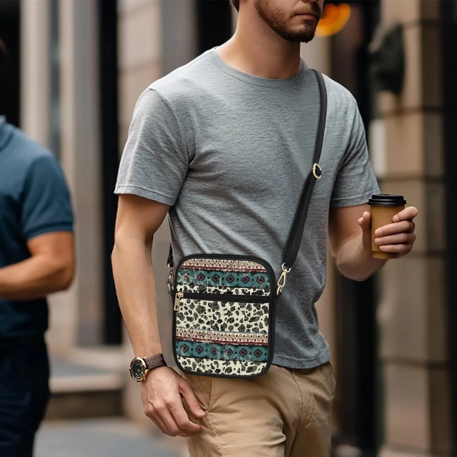 Rnyleeg Messenger Bag for Women Men Small Sling Bag for Work Travel Hiking Portable Leather Satchel Bag with Card Slots