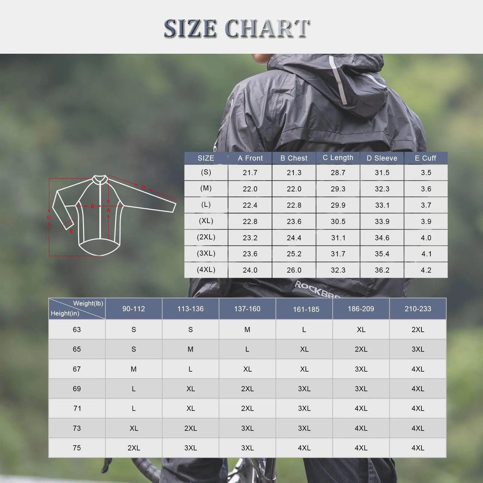 ROCKBROS Cycling Jacket Waterproof Rain Jacket Reflective  Unisex