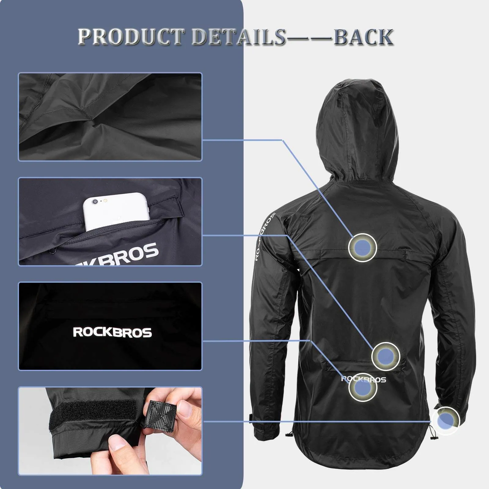 ROCKBROS Cycling Jacket Waterproof Rain Jacket Reflective  Unisex