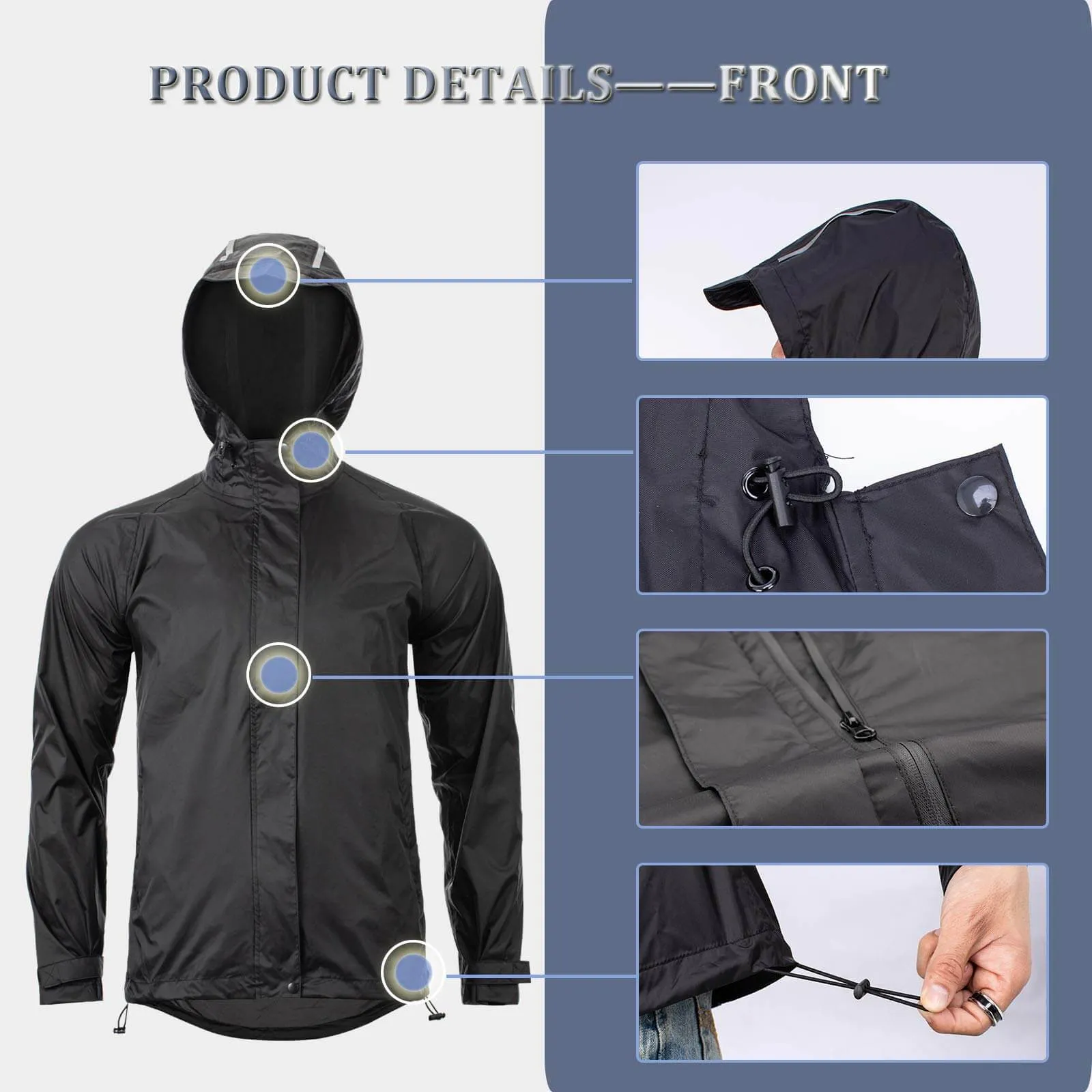 ROCKBROS Cycling Jacket Waterproof Rain Jacket Reflective  Unisex