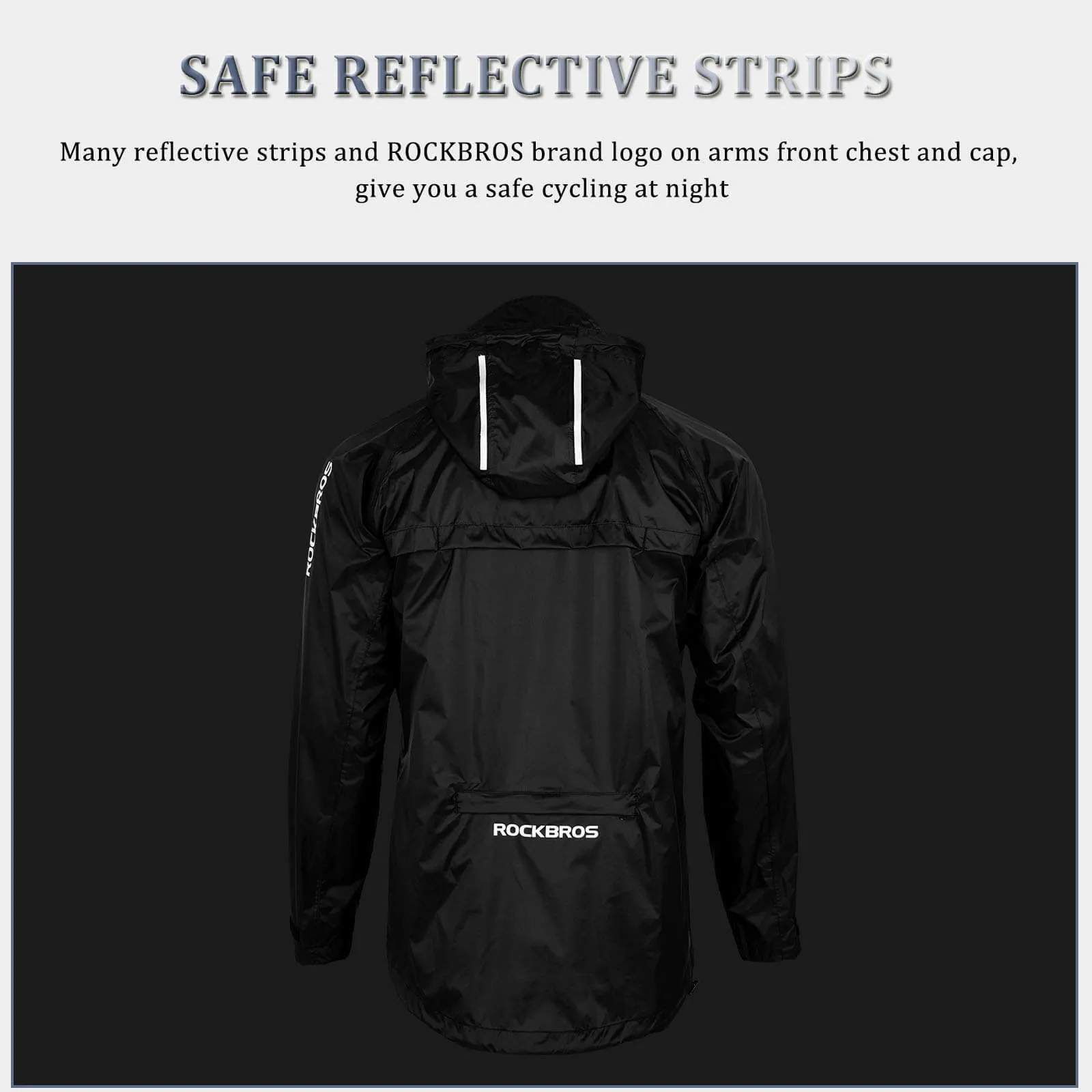 ROCKBROS Cycling Jacket Waterproof Rain Jacket Reflective  Unisex