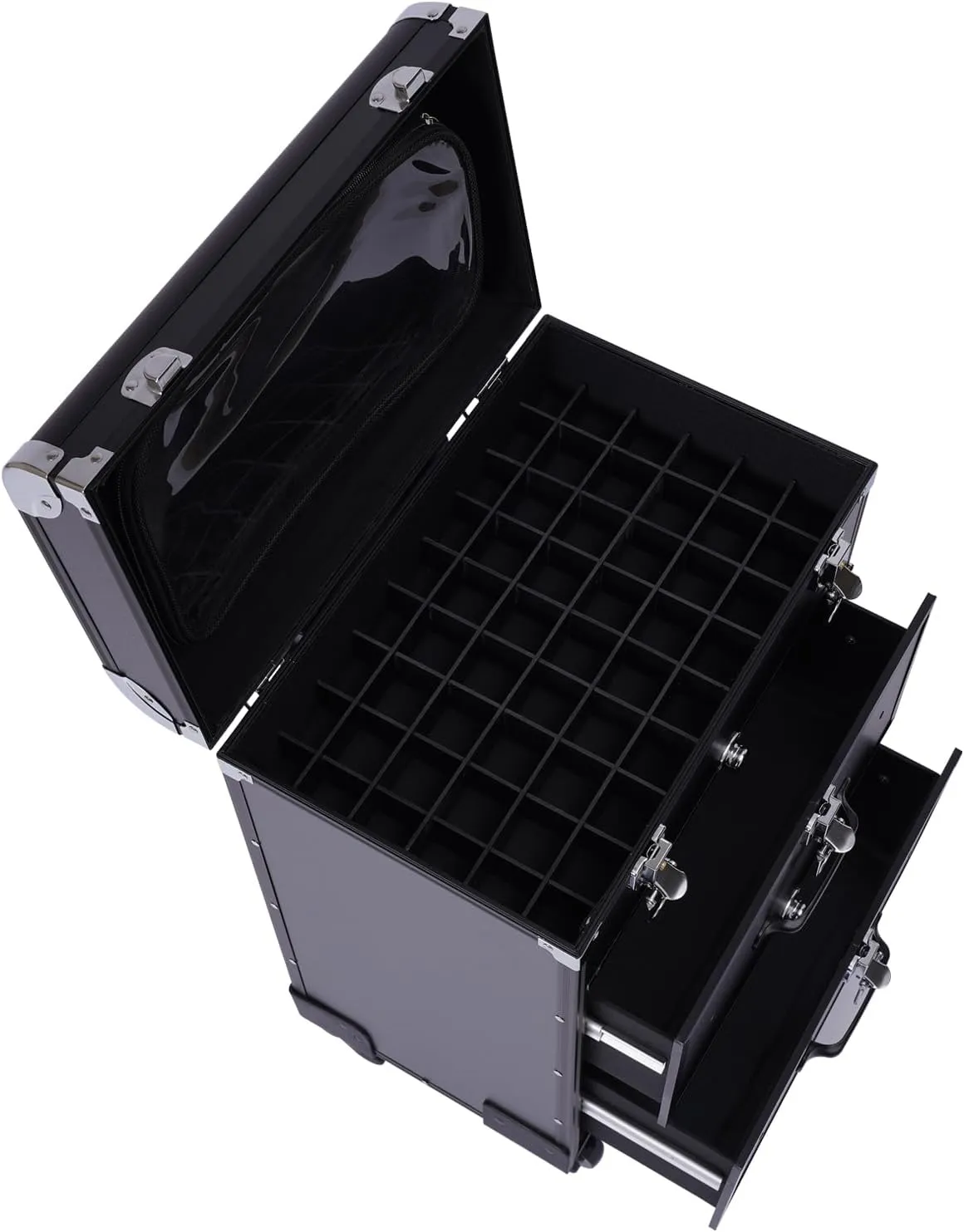 Rolling Makeup Case, 3-layer Professional Makeup Case with Wheels, Cosmetic Trolley for Travel, Salon Makeup Organizer Artist Storage, Maximum Load 110.3lbs, Suitable for Hairdresser, Nail Technician