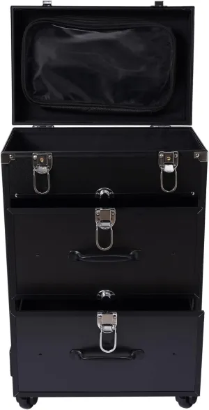 Rolling Makeup Case, 3-layer Professional Makeup Case with Wheels, Cosmetic Trolley for Travel, Salon Makeup Organizer Artist Storage, Maximum Load 110.3lbs, Suitable for Hairdresser, Nail Technician