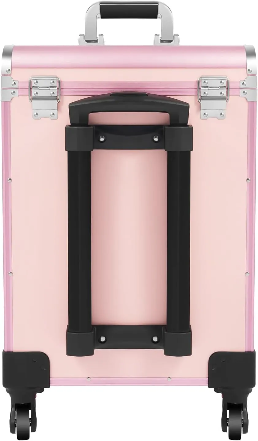 Rolling Makeup Case, 3-layer Professional Makeup Case with Wheels, Waterproof Cosmetic Trolley for Travel, Salon Artist Storage Organizer for Hairdresser Nail Technician, Bearing Capacity 110.3lbs