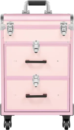 Rolling Makeup Case, 3-layer Professional Makeup Case with Wheels, Waterproof Cosmetic Trolley for Travel, Salon Artist Storage Organizer for Hairdresser Nail Technician, Bearing Capacity 110.3lbs