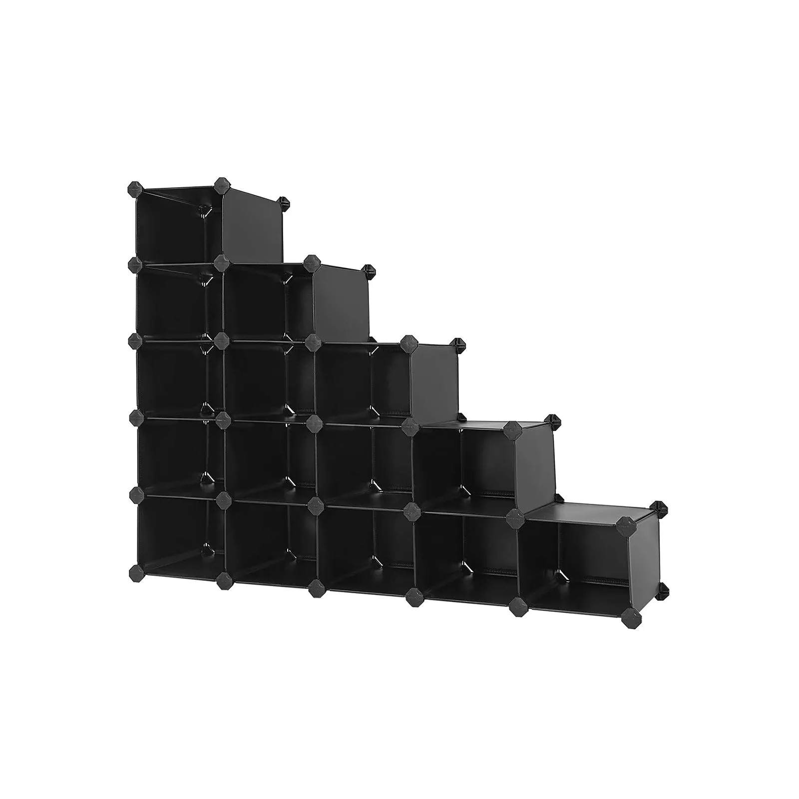 Rootz 16 Cube Black Storage Organizer - Cube Organizer - Modular Storage - PP Plastic Panels - Metal Wire Frame - ABS Plastic Connectors - 153cm x 31cm x 153cm