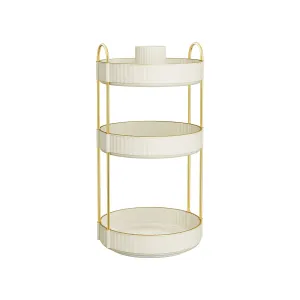 Rootz 3 Tier Tray Organizer - Storage Rack - Metal Shelving Unit - Lightweight - Space Saving - Cloud White - 23cm x 23cm x 46cm