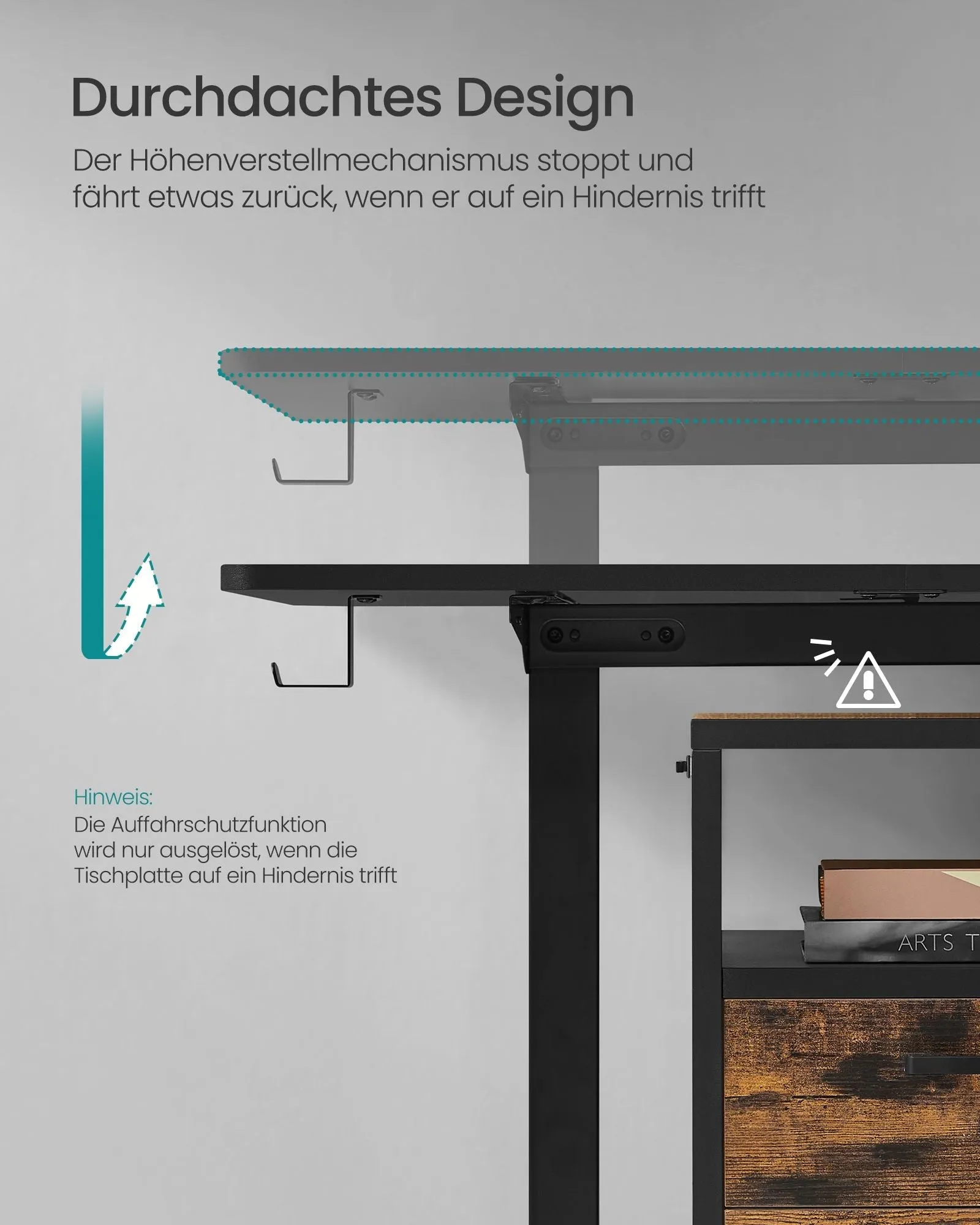 Rootz Electric Standing Desk Converter - Height Adjustable Desk - Sit Stand Desk - Particle Board - Steel - Oxford Cloth - 60cm x 140cm x (72-120)cm