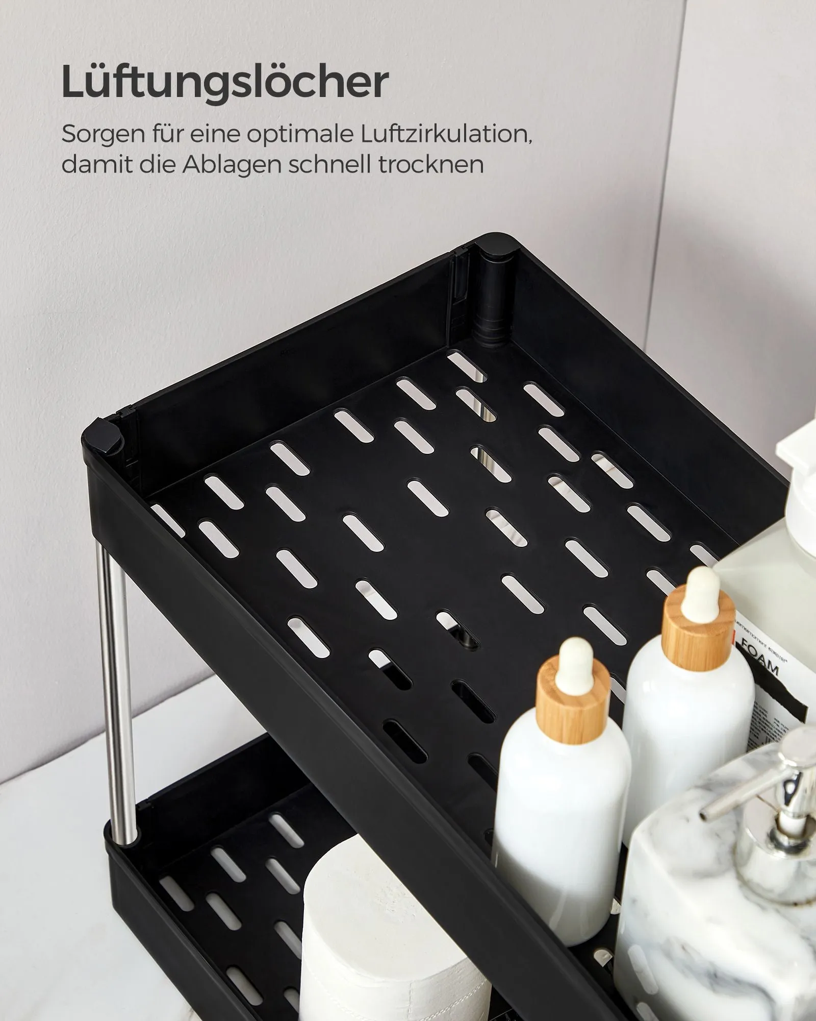 Rootz Spool Cabinet Organizer - Storage Rack - Thread Holder - PP Plastic - Stainless Steel Tubes - Lightweight - Compact - Easy Assembly - 22cm x 40cm x 31cm