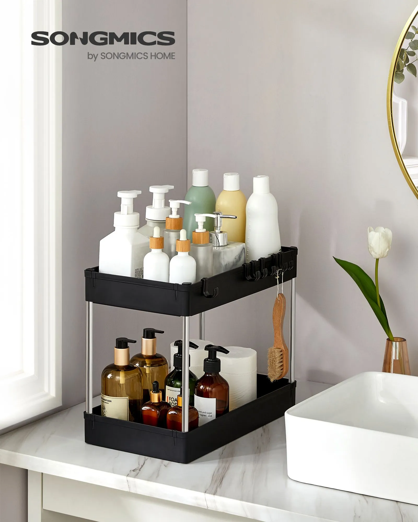 Rootz Spool Cabinet Organizer - Storage Rack - Thread Holder - PP Plastic - Stainless Steel Tubes - Lightweight - Compact - Easy Assembly - 22cm x 40cm x 31cm