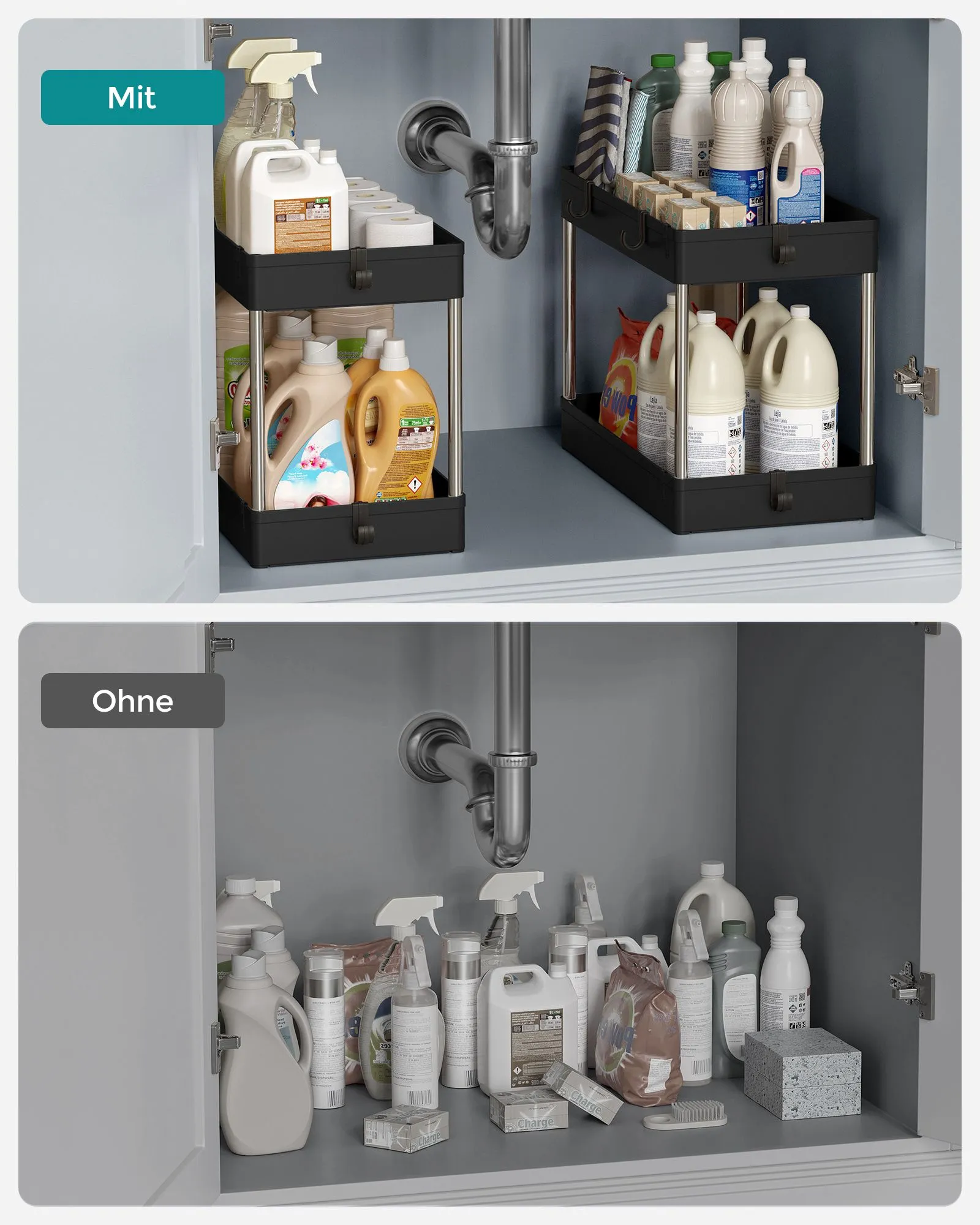 Rootz Spool Cabinet Organizer - Storage Rack - Thread Holder - PP Plastic - Stainless Steel Tubes - Lightweight - Compact - Easy Assembly - 22cm x 40cm x 31cm