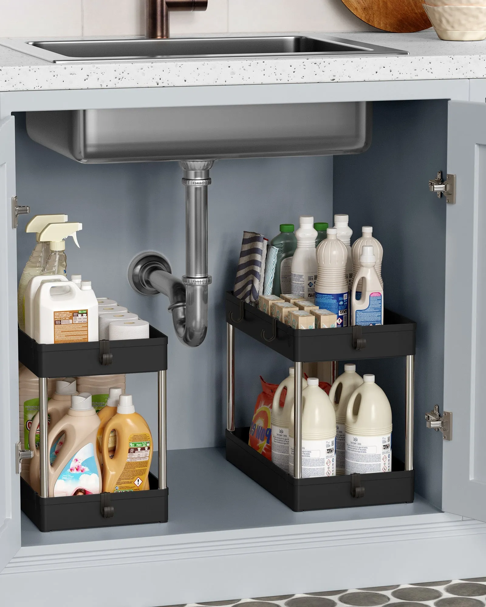 Rootz Spool Cabinet Organizer - Storage Rack - Thread Holder - PP Plastic - Stainless Steel Tubes - Lightweight - Compact - Easy Assembly - 22cm x 40cm x 31cm