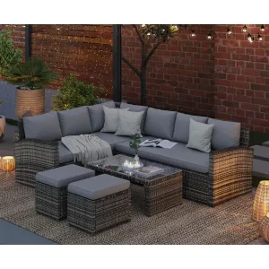 Rosen 8 Seater Grey Corner Rattan Garden Furniture Sofa Sets with Coffee Table