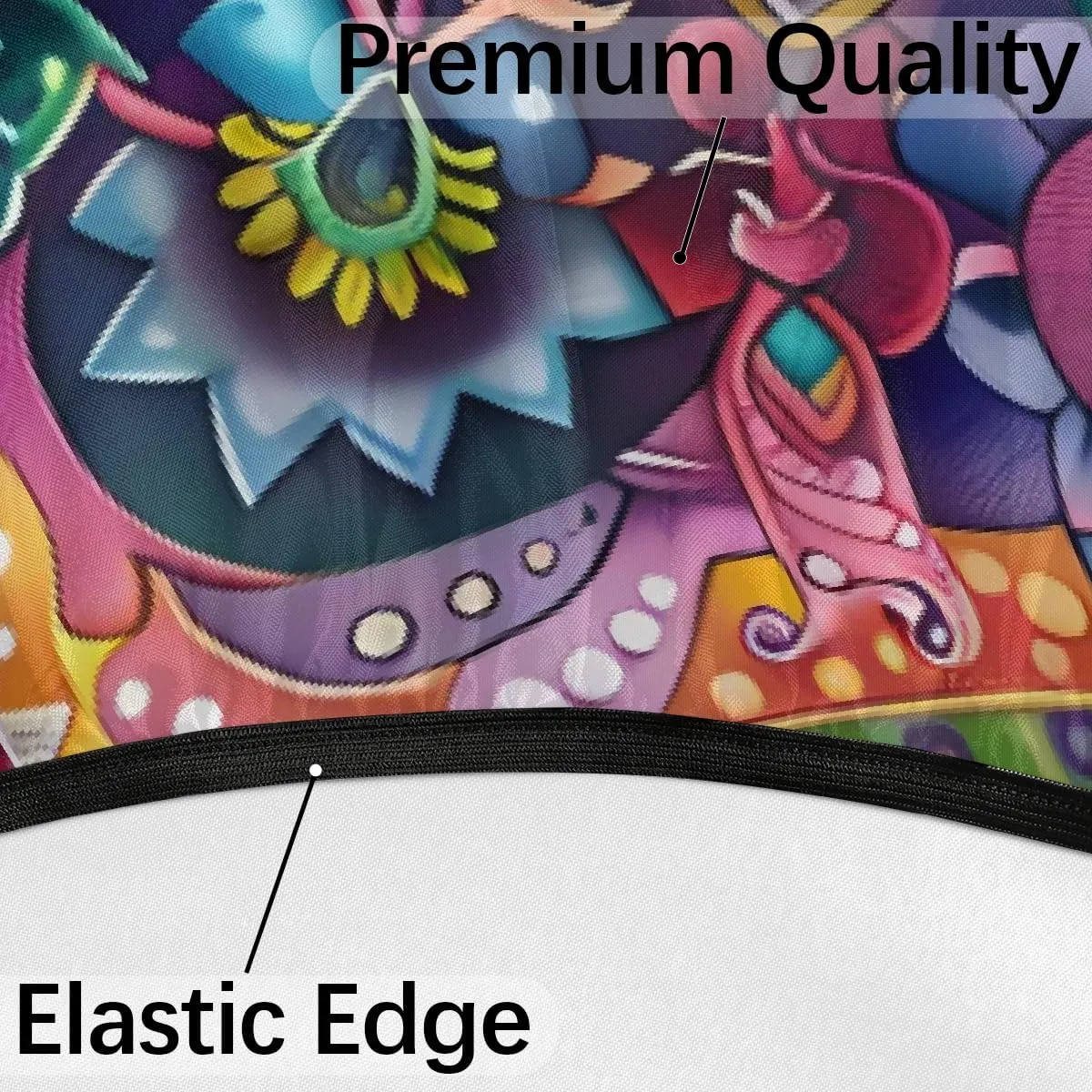 Round Outdoor Tablecloth with Umbrella Hole Colorful Boho Mandala Round Fitted Table Cloth Waterproof Umbrella Tablecloth with Zipper Elastic Outdoor Patio Table Cover, Fits 45"-56" Tables