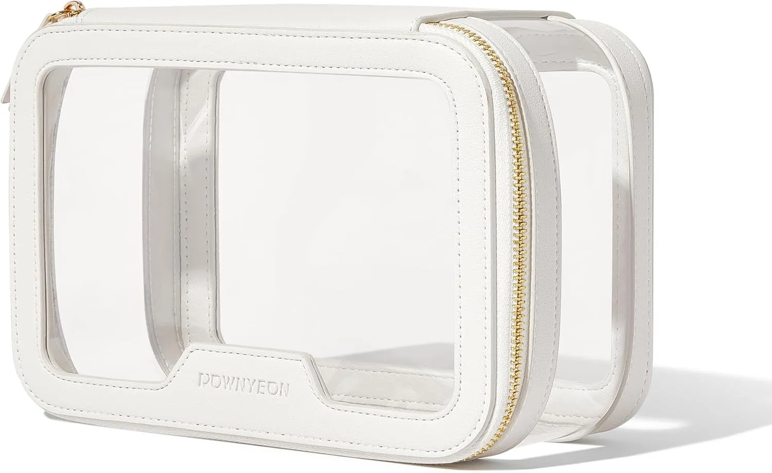 ROWNYEON Clear Makeup Case Toiletry Bag Multipurpose Travel Makeup Train Case Portable Cosmetic Organizer Transparent Storage Bag （White）