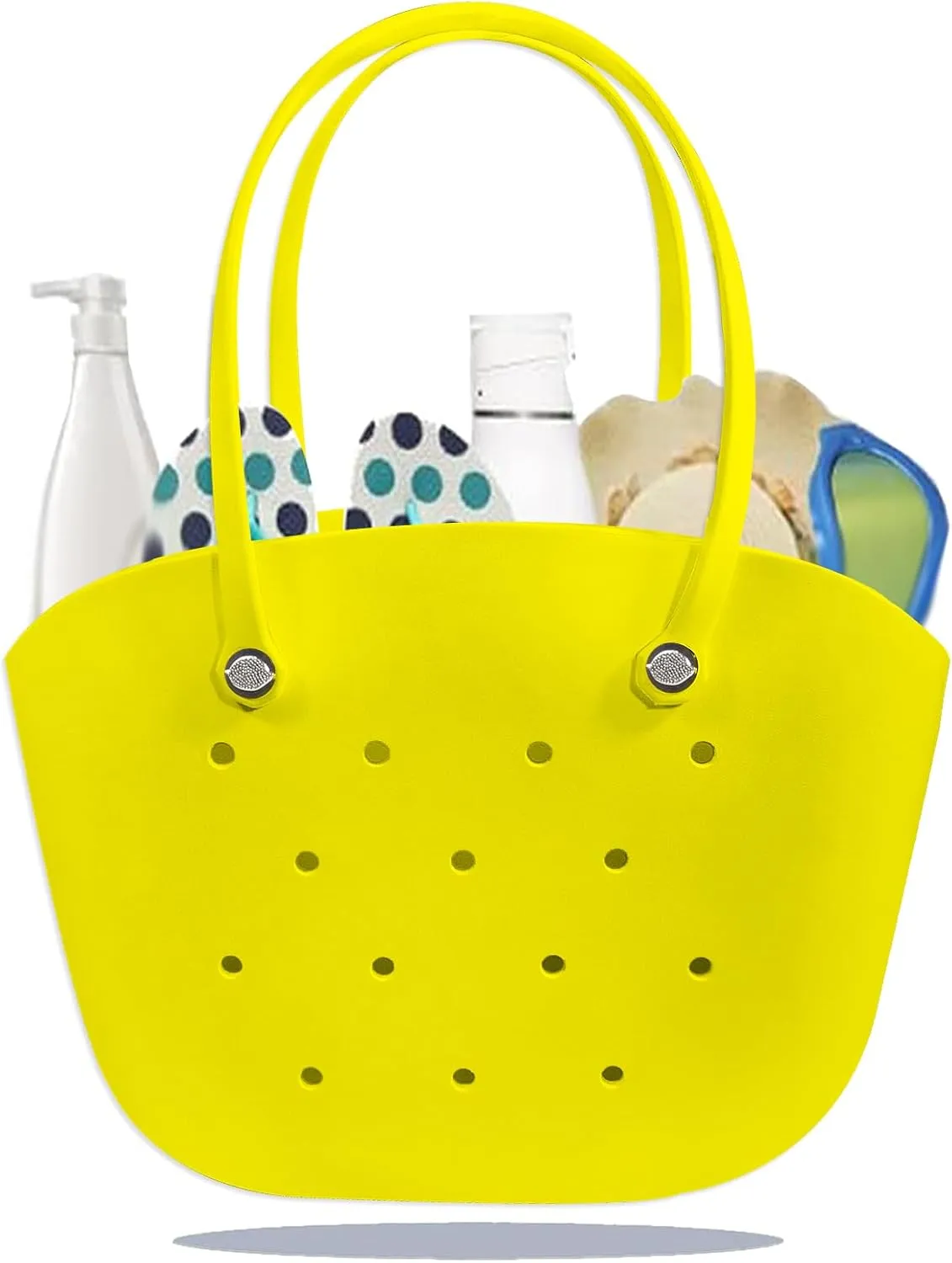 Rubber Beach Bag Large Waterproof Lightweight Washable Durable Bogo Bag Women Rubber Tote Bag for Beach, Pool, Gym