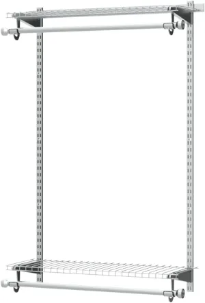 Rubbermaid Configurations Closet Shelves & Hanging Kit, (2) 26" Shelves, Titanium, Custom Pantry Organizer and Storage/Clothes Rack for Home/Laundry/Bathroom/Mudroom/Pantry/Linen Closet