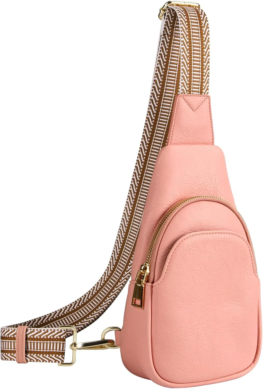 RUNBOX Sling Bag for Crossbody Use - Trendy PU Leather Fanny Pack in Pink