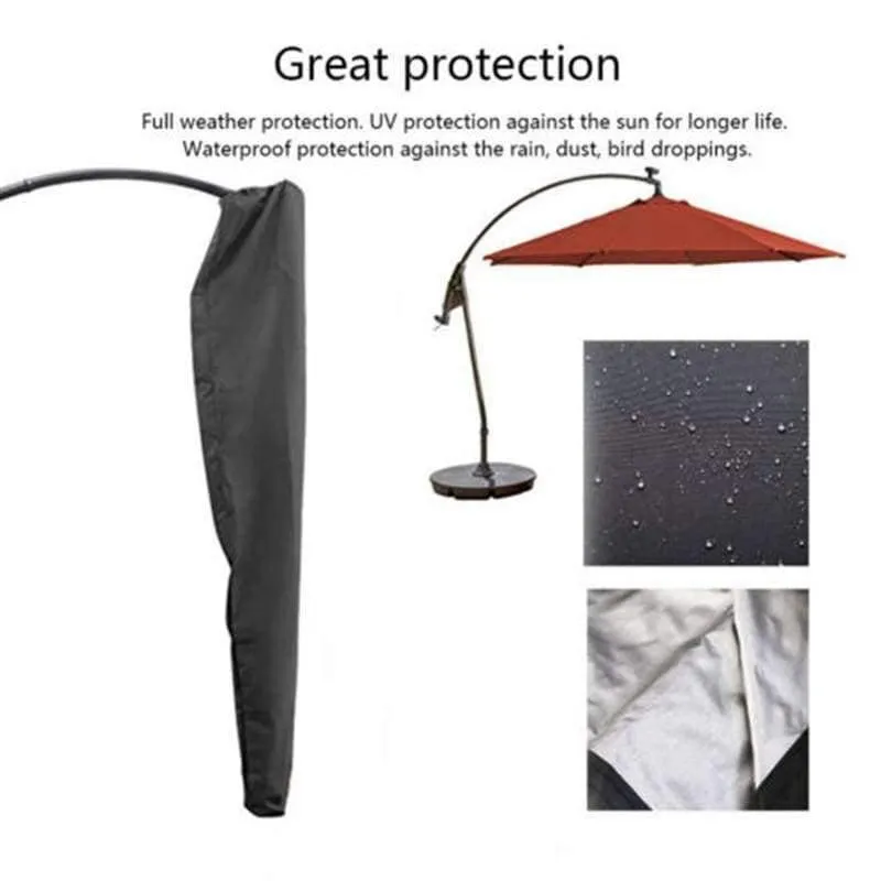 Rynx | 1pc Waterproof Oxford Polyester Outdoor Banana Umbrella Cover Garden Cantilever Parasol Rain Cover Accessory Black