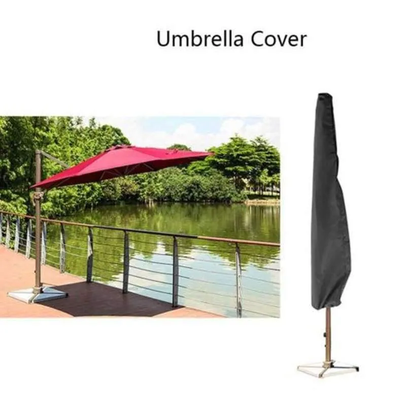 Rynx | 1pc Waterproof Oxford Polyester Outdoor Banana Umbrella Cover Garden Cantilever Parasol Rain Cover Accessory Black