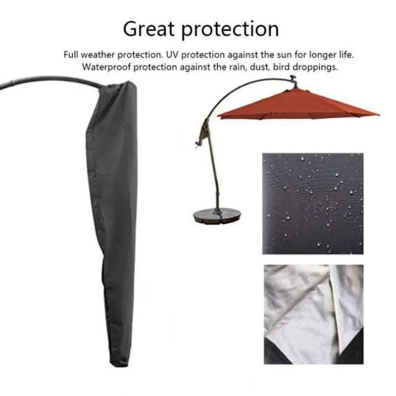 Rynx | 1pc Waterproof Oxford Polyester Outdoor Banana Umbrella Cover Garden Cantilever Parasol Rain Cover Accessory Black