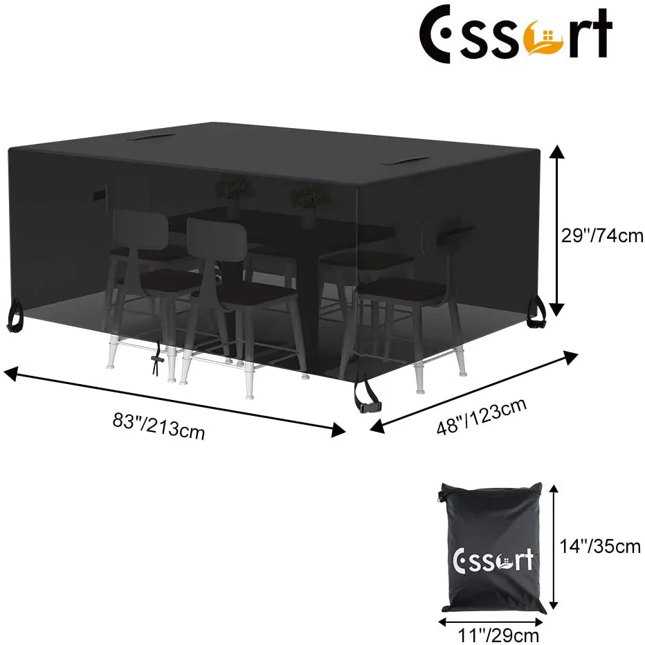 Rynx | ESSORT Outdoor Furniture Protection Waterproof Patio Table Protectors, 4-6 Seat Tough Wind Resistant Square Garden Table Sofa Protection, UV Resistant (83.5''x48.4''x29'')