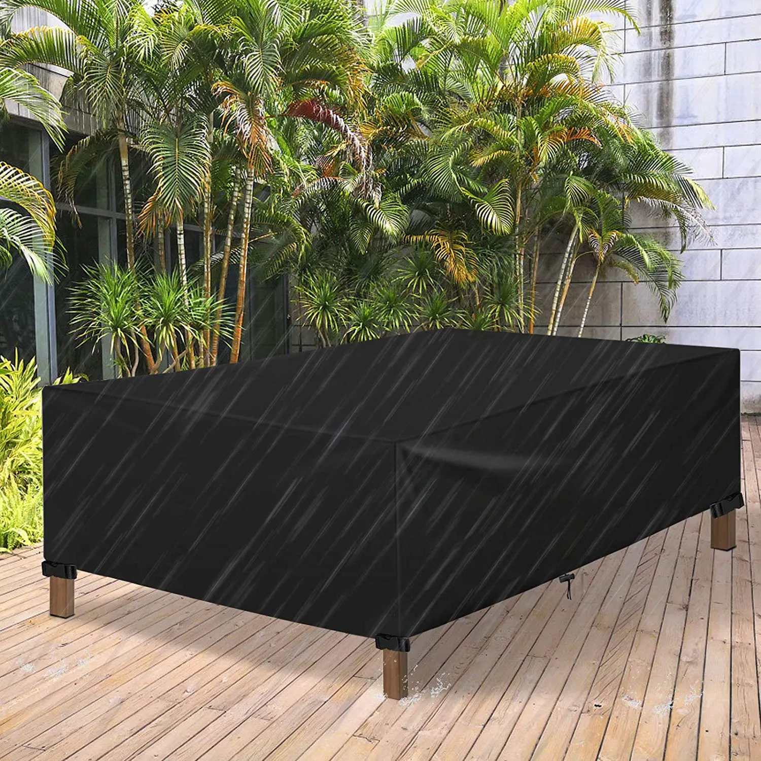 Rynx | ESSORT Outdoor Furniture Protection Waterproof Patio Table Protectors, 4-6 Seat Tough Wind Resistant Square Garden Table Sofa Protection, UV Resistant (83.5''x48.4''x29'')