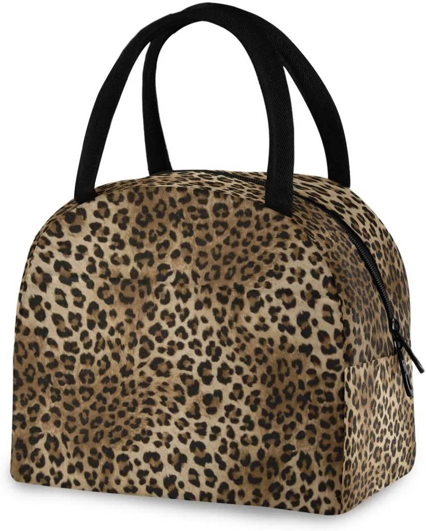 Rynx | ZZKKO Leopard Animal Lunch Bag Box Tote Organizer Lunch Container Insulated Zipper Meal Prep Cooler Bag For Women Men Home School Office Outdoor Use