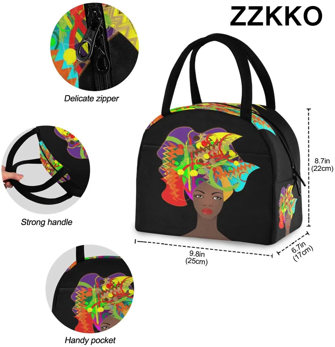Rynx | ZZKKO Leopard Animal Lunch Bag Box Tote Organizer Lunch Container Insulated Zipper Meal Prep Cooler Bag For Women Men Home School Office Outdoor Use