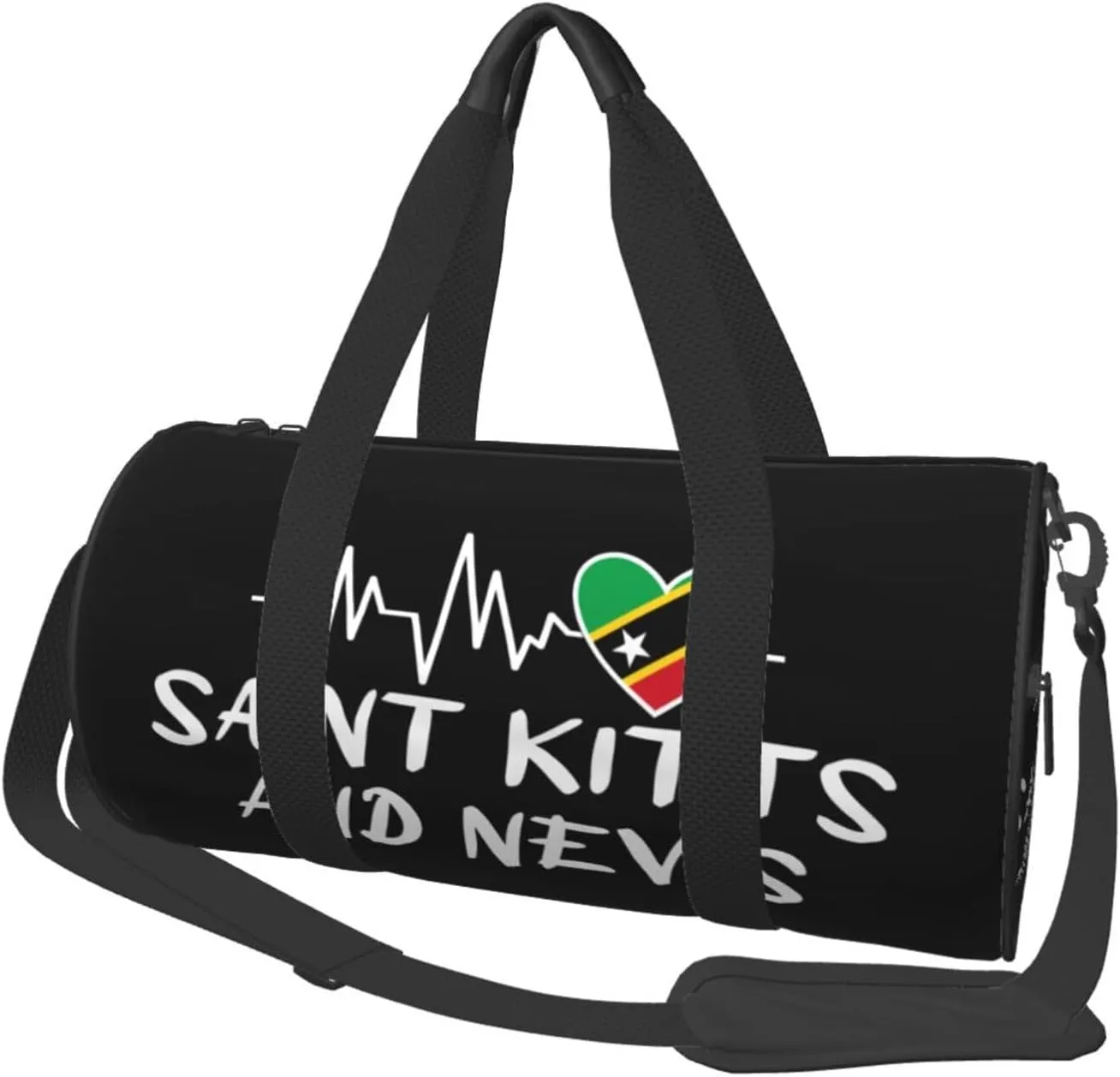 Saint Kitts And Nevis Heartbeat Duffel Bag Gym Bag Travel Sports Tote Large Foldable Beach Swim Yoga3
