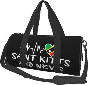 Saint Kitts And Nevis Heartbeat Duffel Bag Gym Bag Travel Sports Tote Large Foldable Beach Swim Yoga3