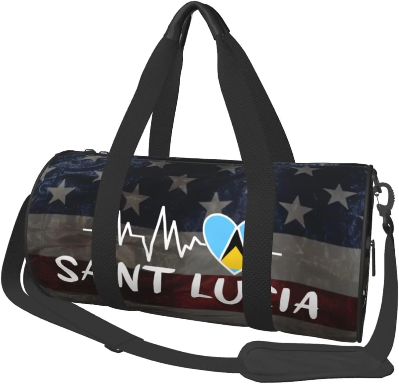 Saint Lucia Heartbeat Duffel Bag Gym Bag Travel Sports Tote Large Foldable Beach Swim Yoga0