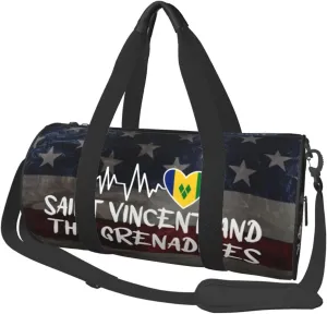 Saint Vincent And The Grenadines Heartbeat Duffel Bag Gym Bag Travel Sports Tote Large Foldable Beach Swim Yoga7